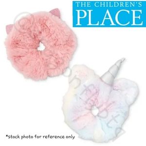 💥NWT Faux Fur Unicron & Kitty Ear Hair Scrunchies Set